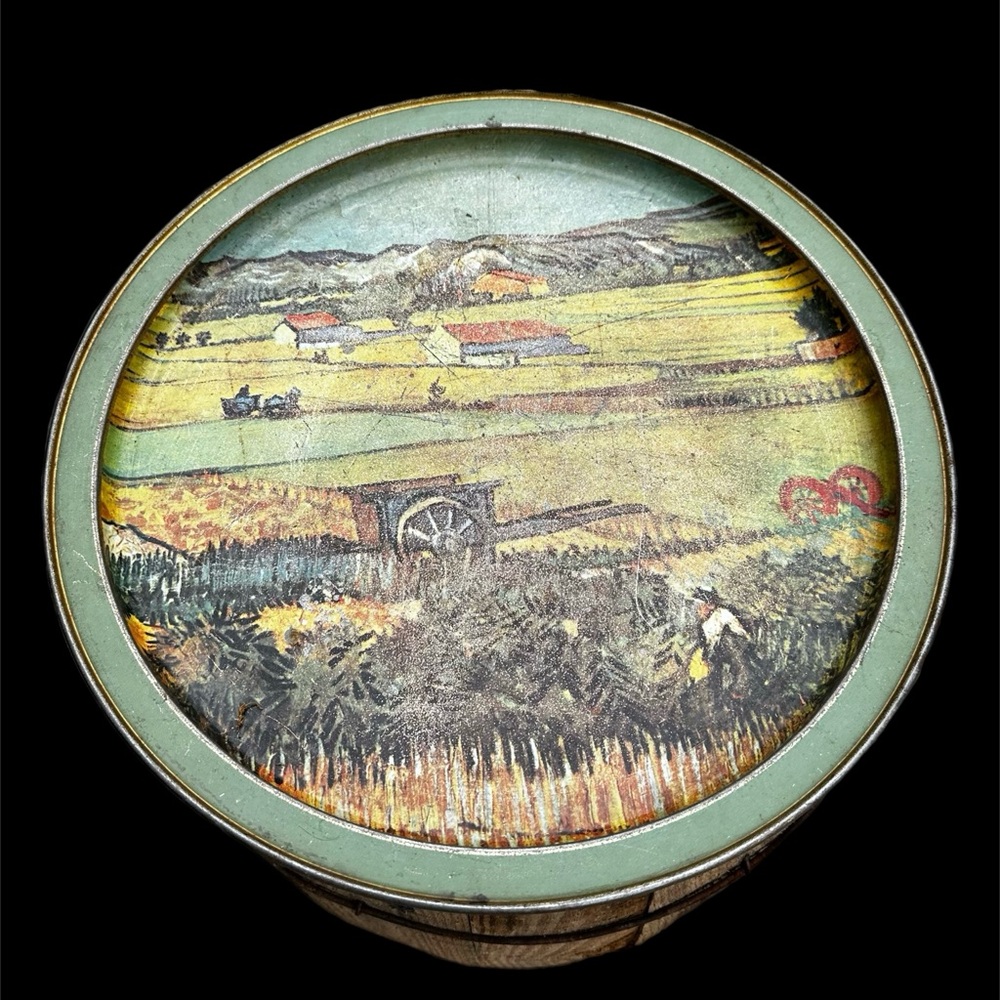 Vintage Sunshine Van Gogh Metal Platter Tray 13.5”